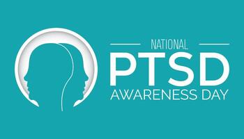 nacional ptsd conciencia día observado cada año en junio. modelo para fondo, bandera, tarjeta, póster con texto inscripción. vector