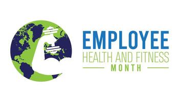 Employee Health and Fitness Month observed every year in May. Template for background, banner, card, poster with text inscription. vector