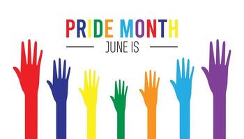 Pride Month observed every year in June. Template for background, banner, card, poster with text inscription. vector