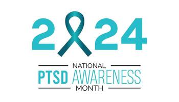 nacional ptsd conciencia mes observado cada año en junio. modelo para fondo, bandera, tarjeta, póster con texto inscripción. vector