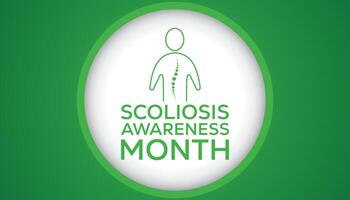 Scoliosis Awareness Month every year in June. Template for background, banner, card, poster with text inscription. vector