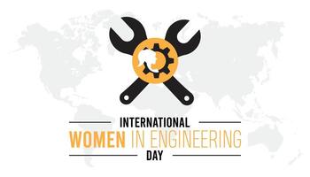 internacional mujer en Ingenieria día observado cada año en junio. modelo para fondo, bandera, tarjeta, póster con texto inscripción. vector