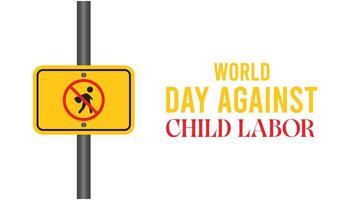 World Day Against Child Labor observed every year in June. Template for background, banner, card, poster with text inscription. vector