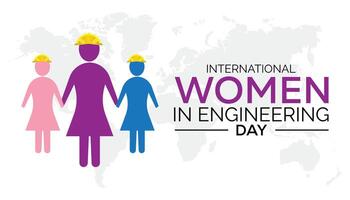 internacional mujer en Ingenieria día observado cada año en junio. modelo para fondo, bandera, tarjeta, póster con texto inscripción. vector