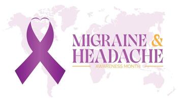 Migraine AND Headache awareness month observed every year in June. Template for background, banner, card, poster with text inscription. vector