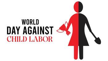 World Day Against Child Labor observed every year in June. Template for background, banner, card, poster with text inscription. vector