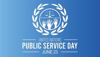 unido naciones público Servicio día observado cada año en junio. modelo para fondo, bandera, tarjeta, póster con texto inscripción. vector