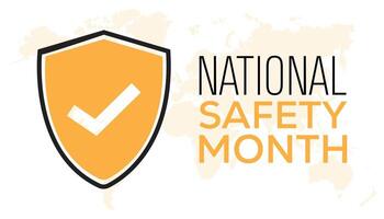 National Safety Month observed every year in June. Template for background, banner, card, poster with text inscription. vector