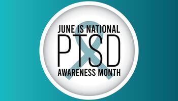 nacional ptsd conciencia mes observado cada año en junio. modelo para fondo, bandera, tarjeta, póster con texto inscripción. vector