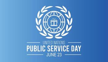 unido naciones público Servicio día observado cada año en junio. modelo para fondo, bandera, tarjeta, póster con texto inscripción. vector