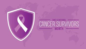 National Cancer Survivors Month observed every year in June. Template for background, banner, card, poster with text inscription. vector