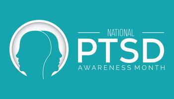 nacional ptsd conciencia mes observado cada año en junio. modelo para fondo, bandera, tarjeta, póster con texto inscripción. vector