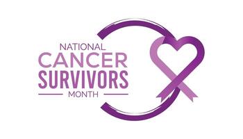 National Cancer Survivors Month observed every year in June. Template for background, banner, card, poster with text inscription. vector