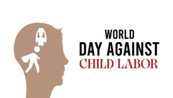 World Day Against Child Labor observed every year in June. Template for background, banner, card, poster with text inscription. vector