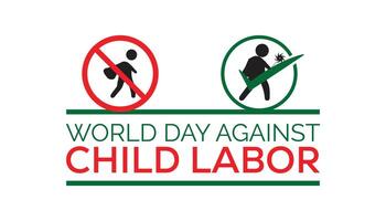 World Day Against Child Labor observed every year in June. Template for background, banner, card, poster with text inscription. vector