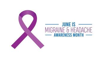 Migraine AND Headache awareness month observed every year in June. Template for background, banner, card, poster with text inscription. vector