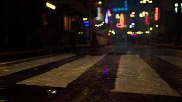 Bright Neon Lights Illuminate Rainy Night in Asian City Street video