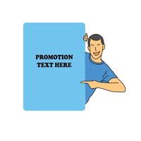 Flat illustration. promotional posing characters. There is space for your text on the banner vector