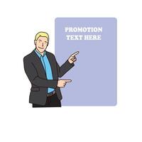 Flat illustration. promotional posing characters. There is space for your text on the banner vector