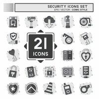 Icon Set Security. related to Technology symbol. comic style. simple design illustration vector