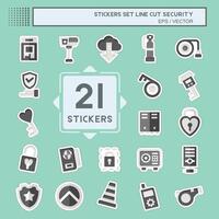 Sticker line cut Set Security. related to Technology symbol. simple design illustration vector