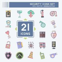 Icon Set Security. related to Technology symbol. doodle style. simple design illustration vector