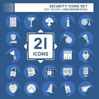 Icon Set Security. related to Technology symbol. long shadow style. simple design illustration vector