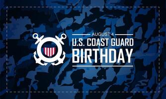 U.S. Coast Guard Birthday August 4 background illustration vector