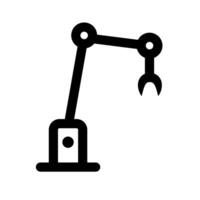 Robot crane icon. Robot arm silhouette. Industrial machine. Manufacturing. vector