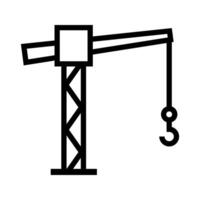 Tower crane icon at construction site. Temporary lifting equipment. vector