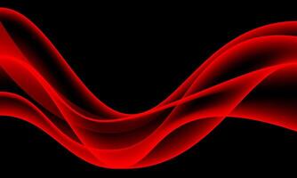 Abstract red glossy wave curve overlap on black luxury creative design background vector