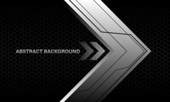 Abstract silver arrow direction black circuit cyber geometric on dark grey hexagon mesh design modern luxury technology futuristic background vector