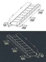 Reinstallable belt conveyor isometric blueprints vector