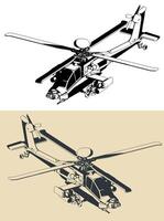 ah-64 apache ilustraciones vector