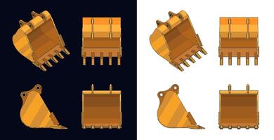 Excavator bucket color blueprints vector