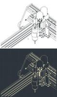 CNC machine for 3D carving isometric drawings vector