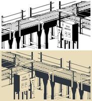 Automated factory conveyor line illustrations vector