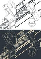 Automated factory line isometric drawings vector