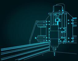 CNC machine for wooden 3D carving vector