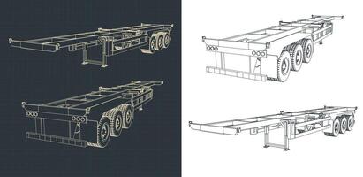 Tri-axle container trailer vector