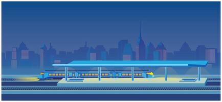 Night train station vector