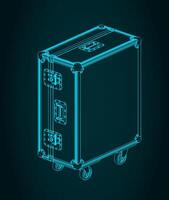 Rolling road case for stage equipment isometric blueprint vector