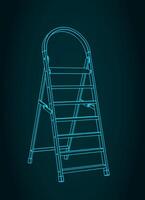 Folding step ladder blueprint vector