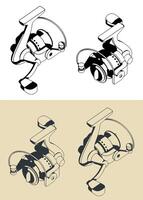 Fishing reel illustrations vector