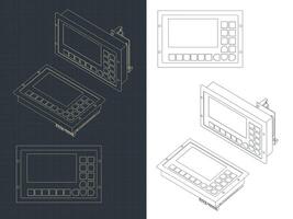 Remote control for automated lines and industrial robots blueprints vector