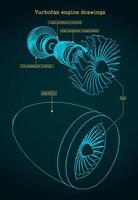 Turbofan engine drawings vector