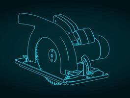 Circular saw isometric blueprint vector