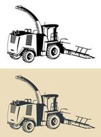 Combine harvester illustrations vector