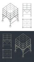 almacenamiento y buffer silo dibujos conjunto vector