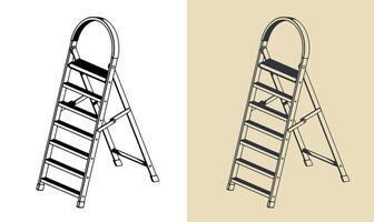 Folding step ladder illustrations vector